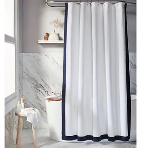 Everhome Emory Maritime “Navy” Blue Hotel Border Shower Curtain